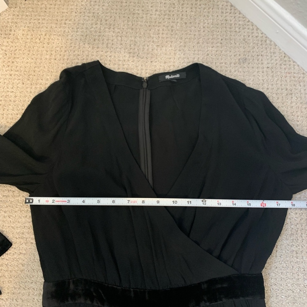 Madewell Black Velvet-Trimmed Jumpsuit Size 6 - Picture 6 of 12